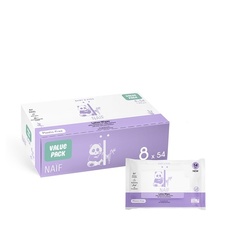 Коробка для хранения влажных салфеток-лосьона Naïf без пластика, 432 шт. — упаковка из 8 x 54 влажных салфеток — для ребенка, тела и лица — натуральные ингредиенты Naif