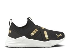 Кроссовки Puma Wired Run Slip-On Little Kid &apos;Black Team Gold&apos;, черный