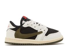 Кроссовки Air Jordan Travis Scott X Air Jordan 1 Retro Low Og Sp Td &apos;Olive&apos;, зеленый