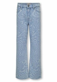 Джинсы-клеш Mid Rise Kogmille Wide Laser Kids ONLY, цвет light blue bleached denim