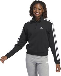 Толстовка adidas Essentials 3-Stripes French Terry 1/4 Zip, черный/белый