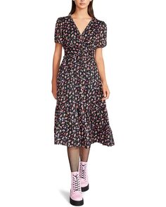 Платье Betsey Johnson Ditsy Rose Chiffon, черный