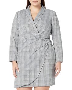 Платье Donna Morgan Plus Size Metallic Plaid Blazer, цвет Grey/Black