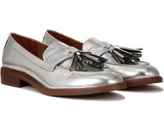 Лоферы Franco Sarto Carolynn Low Slip-On Tassel Loafers, серебряный