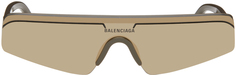 Коричневые лыжные прямоугольные солнцезащитные очки Balenciaga