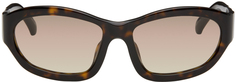 Коричневые солнцезащитные очки Linda Farrow Edition Goggle Dries Van Noten, цвет Dark t-shell/Brown/Yellow