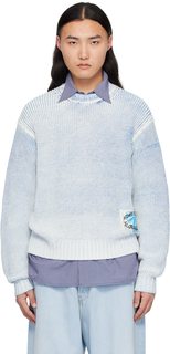 Синий свитер с нашивками Acne Studios, цвет Old blue/White
