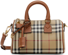 Бежевая сумка для боулинга в клетку Mini Check Burberry, цвет Vintage check/Briar brown