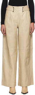 Бежевые кожаные брюки с люверсами Remain Birger Christensen