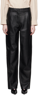 Черные кожаные брюки со складками Kassl Editions