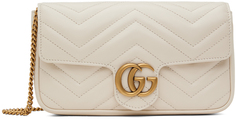 Кремового цвета сумка Marmont с узором GG Gucci