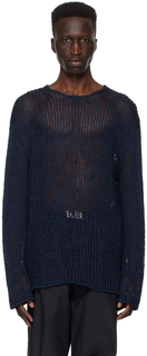 Темно-синий свитер с нашивками Jil Sander
