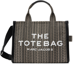 Маленькая сумка-тоут &apos;The Monogram Tote&apos; бежевого и черного цвета Marc Jacobs