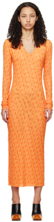 Оранжевое платье-миди с принтом Jade Cropper