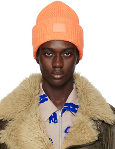 Оранжевая шапка с большим логотипом Acne Studios, цвет Mandarin orange