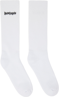 Белые носки с вышитым логотипом Palm Angels, цвет White/Black