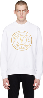 Белый свитшот с V-образной эмблемой Versace Jeans Couture, цвет White/Gold