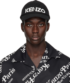 Черная кепка с рисунком Paris Kenzo