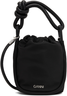 Черная маленькая сумка-мешок с узлом Ganni