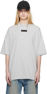 Серая футболка с круглым вырезом Fear Of God Essentials, цвет Light heather grey
