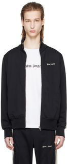 Черная спортивная куртка в полоску Palm Angels, цвет Black/Off white