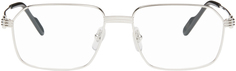 Серебряные прямоугольные очки Cartier, цвет Silver/Silver/Transparent