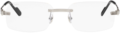 Серебряные прямоугольные солнцезащитные очки Cartier