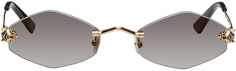 Золотые солнцезащитные очки Panthere de Cartier Cartier, цвет Gold/Gold/Grey