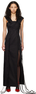 Черное асимметричное платье-макси Jade Cropper