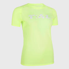 Беговая рубашка с короткими рукавами Trail женская светло-зеленая с графическим принтом EVADICT, пастельный желтый