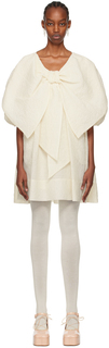 Кремового цвета Мини-платье с бантом спереди Simone Rocha