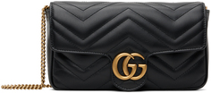 Черная мини-сумка Marmont с узором GG Gucci, цвет Black