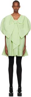 Зеленое мини-платье с бантом спереди Simone Rocha
