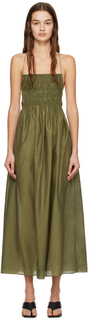Зеленое платье макси со сборками Matteau