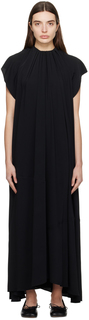 Черное асимметричное платье-макси Mm6 Maison Margiela