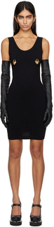 Черное мини-платье с подвесками в форме сердца Moschino