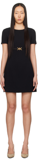 Черное мини-платье с вырезом «лодочка» Versace