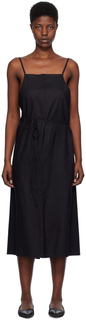 Черное платье миди с фартуком Yumi Baserange