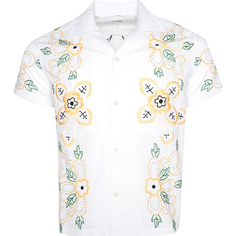 Рубашка Bode Embroidered Buttercup Short-Sleeve, светло-кремовый/мультиколор