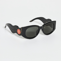 Солнцезащитные очки Casablanca Acetate &amp; Metal Oval Wave, черный