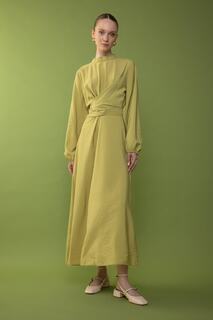 Платье с длинным рукавом и воротником-рубашкой DeFacto, зеленый