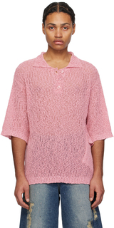 Розовая футболка-поло с карманами и клапанами Lesugiatelier