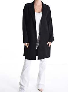 Замшевое пальто дастер с карманами без подкладки, черный NO Brand