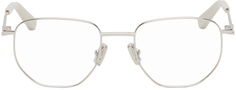 Серебряные круглые очки Bottega Veneta, цвет Silver