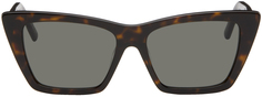 Коричневые солнцезащитные очки из слюды SL 276 Saint Laurent, цвет Shiny dark havana