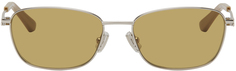 Серебряные прямоугольные солнцезащитные очки с разрезами Bottega Veneta