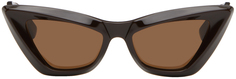 Коричневые угловые заостренные солнцезащитные очки «кошачий глаз» Bottega Veneta, цвет Brown