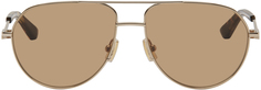Золотые металлические солнцезащитные очки-пилоты с разрезами Bottega Veneta, цвет Gold