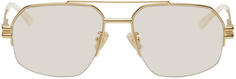 Золотистые солнцезащитные очки-авиаторы в металлической полуоправе Bond Bottega Veneta, цвет Gold