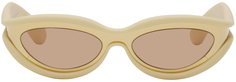 Золотистые и бежевые овальные солнцезащитные очки из ацетата Bottega Veneta